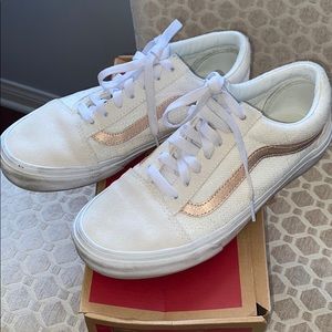 VANS White Suede with Rosegold Accent
